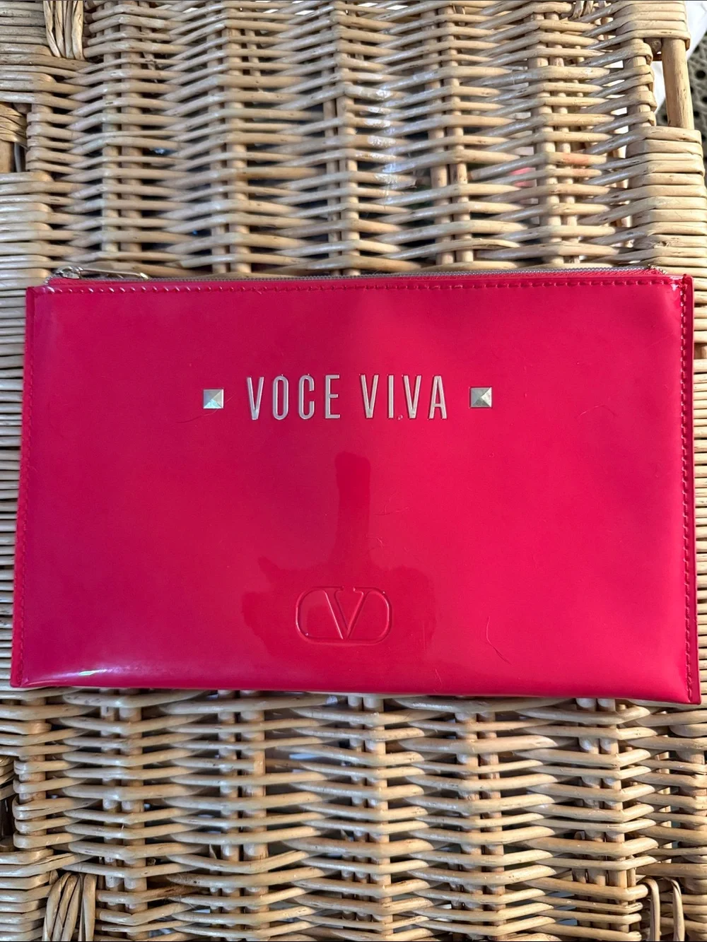 Valentino Glossy Fuchsia Patent Zip Pouch